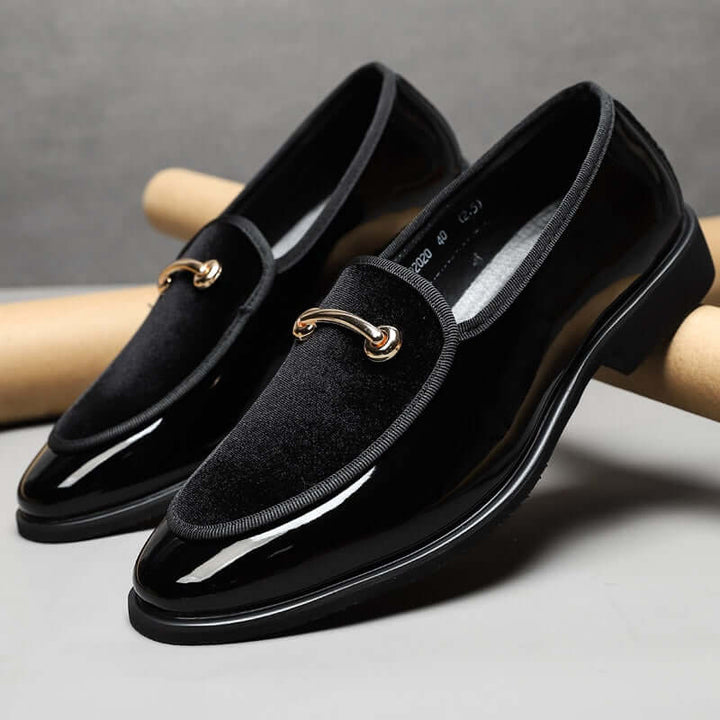Vincenzo | Elegant Navy Blue Patent Leather Loafers