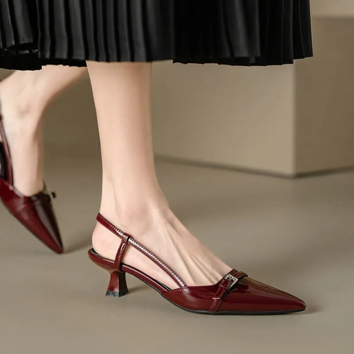 Eloise | Chic Pointed Toe Slingback Kitten Heel Pumps