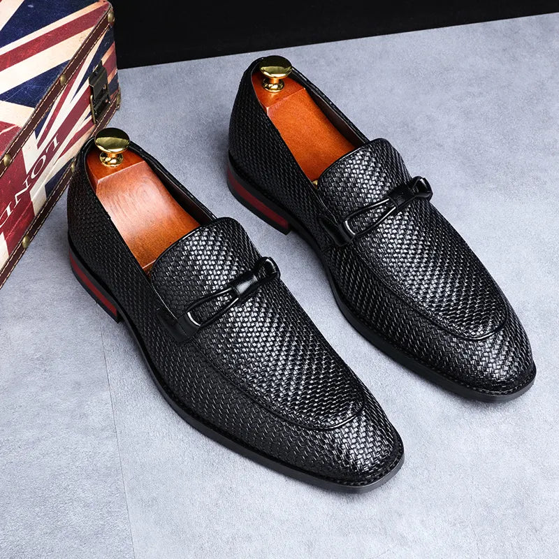 Naomi | Elegant Woven Leather Oxford Loafers For Men