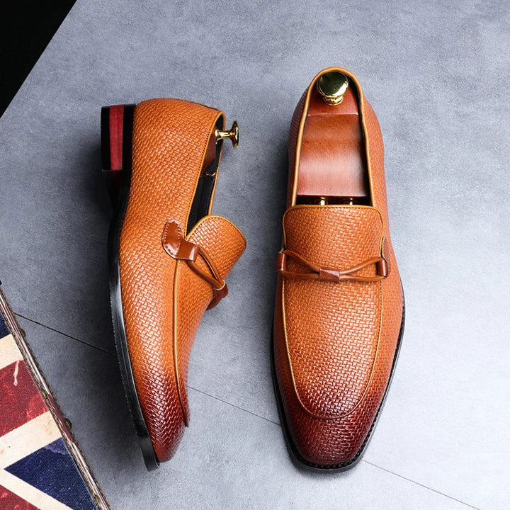 Naomi | Elegant Woven Leather Oxford Loafers For Men