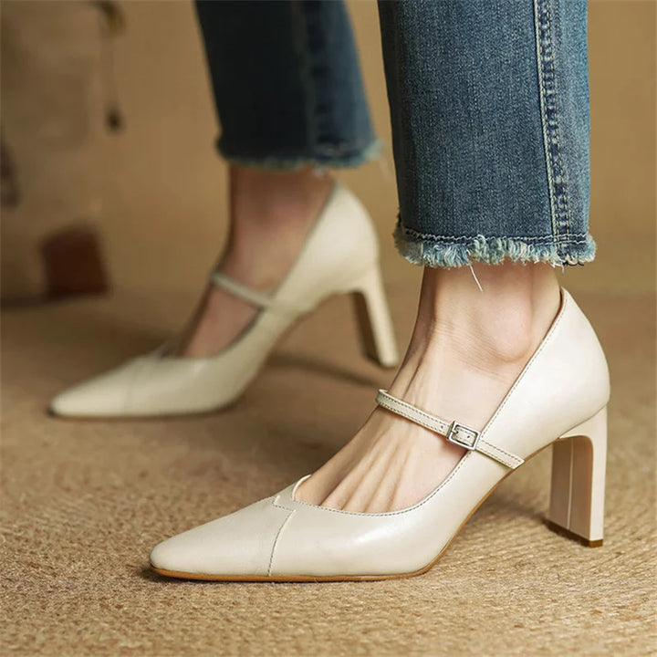 Evie | Genuine Leather Heels with Strap