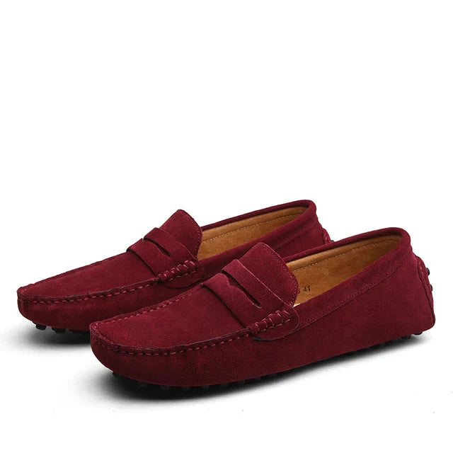 Marcus | Elegant Navy Suede Slip-On Loafers Men