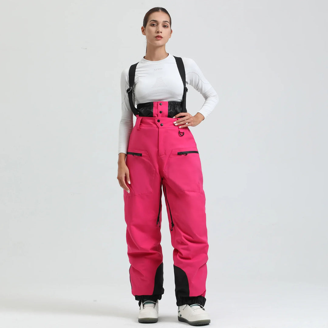 Phoebe | Stylish Unisex Beige Ski Bib Pants With Suspenders
