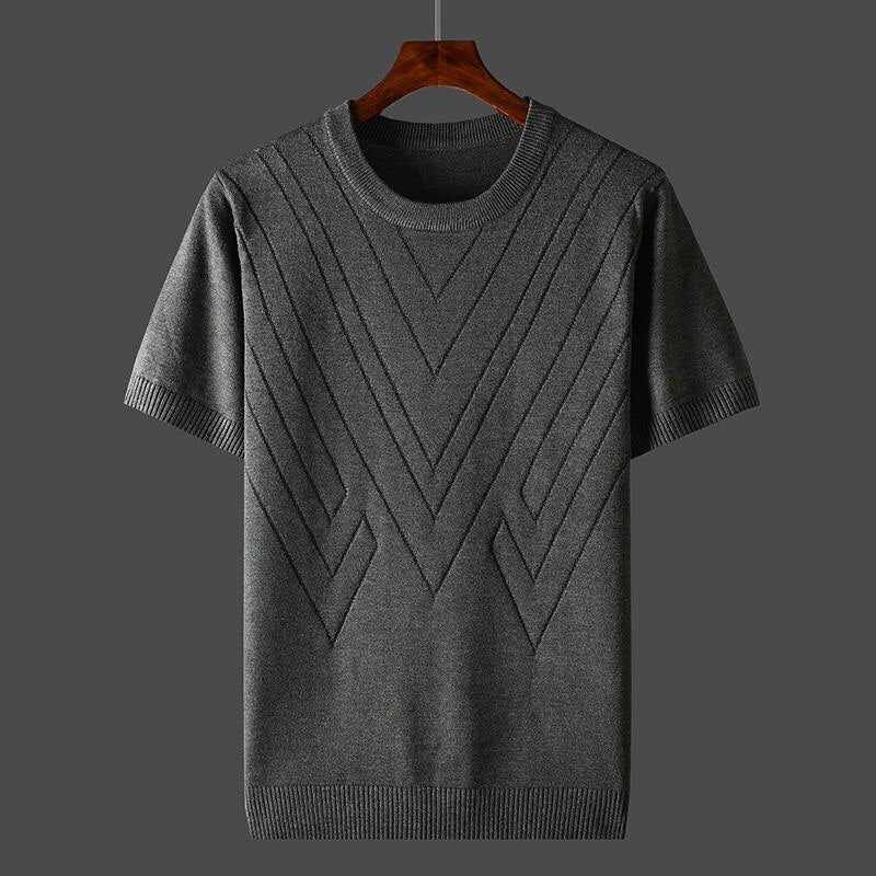 Julian | Luxury Green Cashmere Short Sleeve Knit Sweater Men