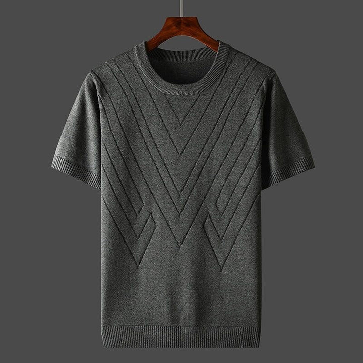 Julian | Luxury Green Cashmere Short Sleeve Knit Sweater Men