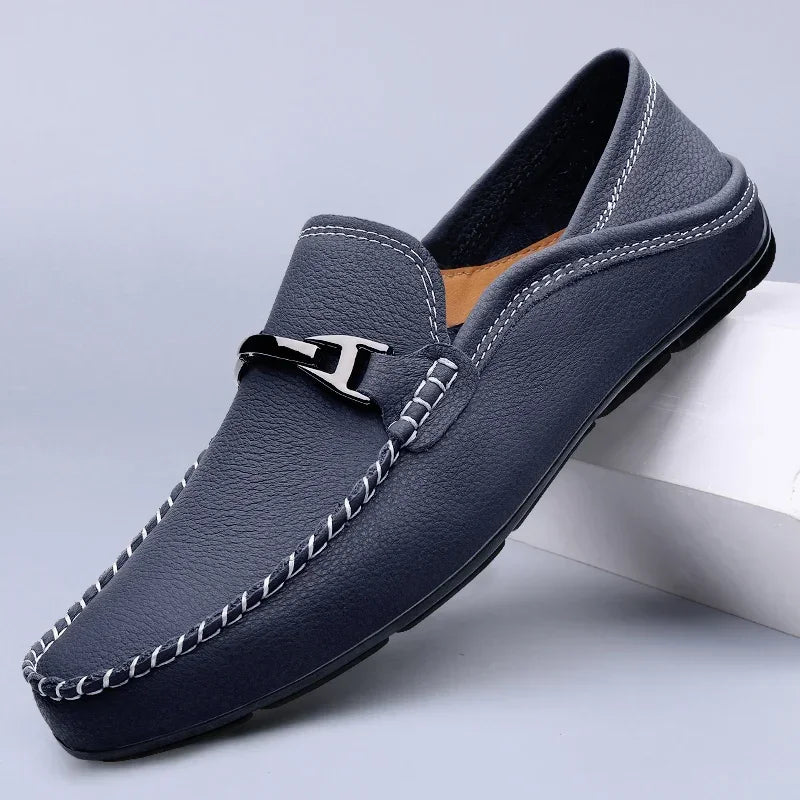 Elena | Sleek Men's Leather Bit Loafers With Hand-Stitched Detail