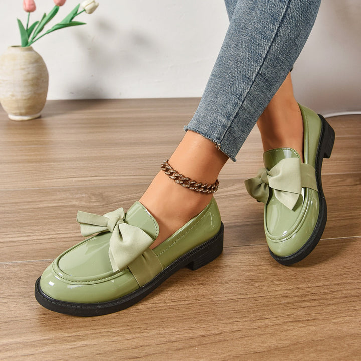 Harlow | Elegant Patent Leather Bow Loafers With Platform Sole