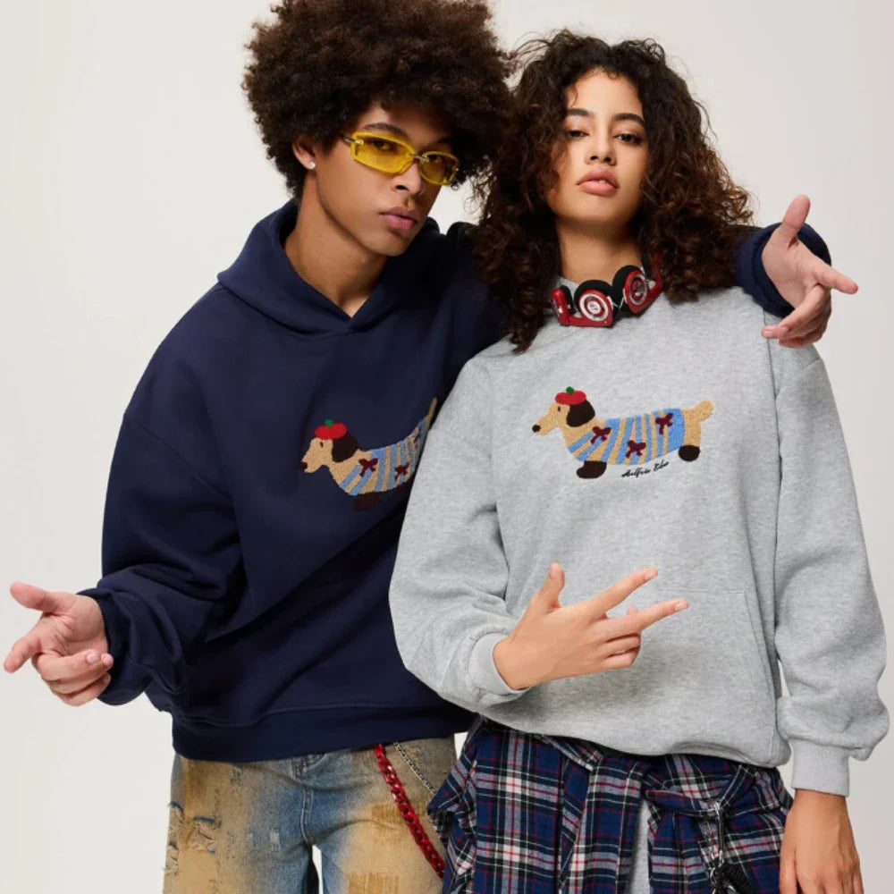 Eliza | Stylish Oversized Dachshund Embroidered Hoodie