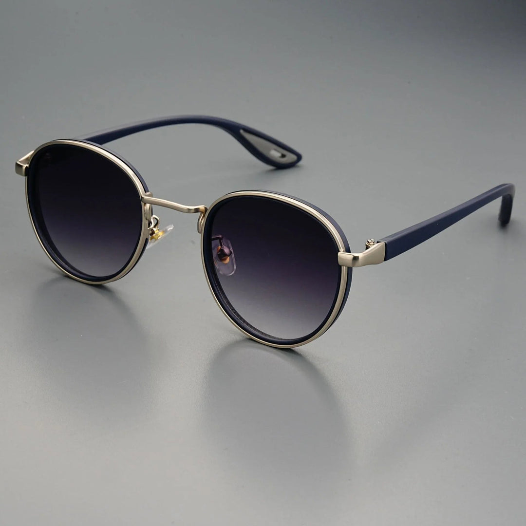 Carson | Sleek Round Retro Sunglasses With Gold Frame