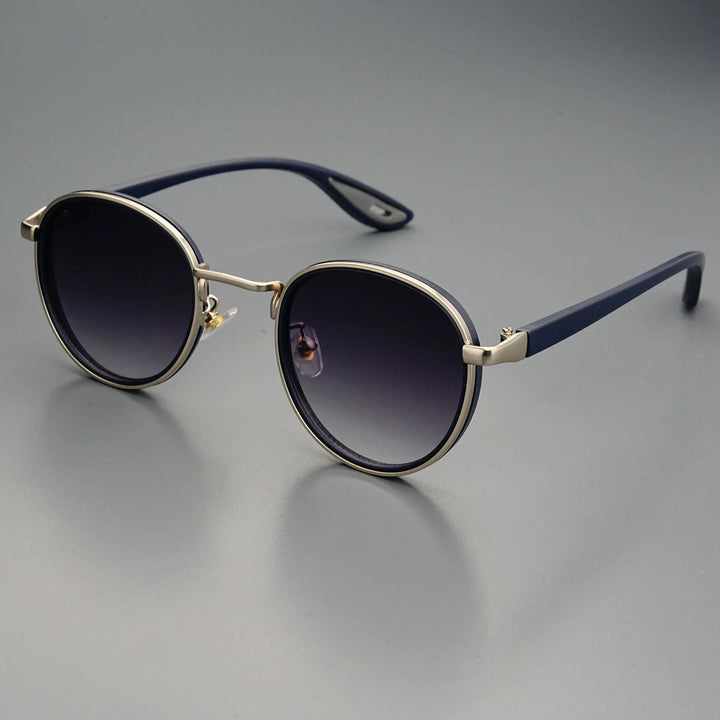 Carson | Sleek Round Retro Sunglasses With Gold Frame
