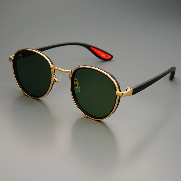 Carson | Sleek Round Retro Sunglasses With Gold Frame