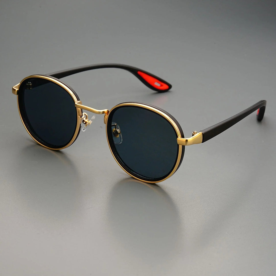 Carson | Sleek Round Retro Sunglasses With Gold Frame