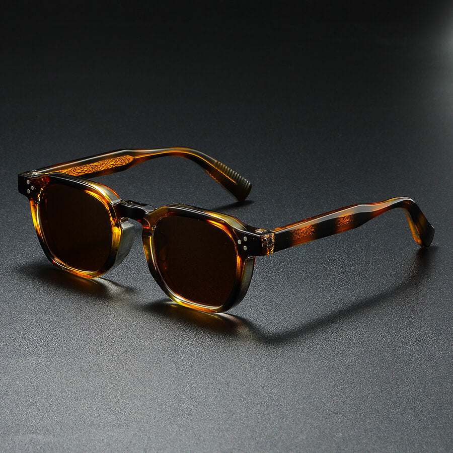 Silano | Retro Square Frame Acetate Sunglasses With Tortoise Temples