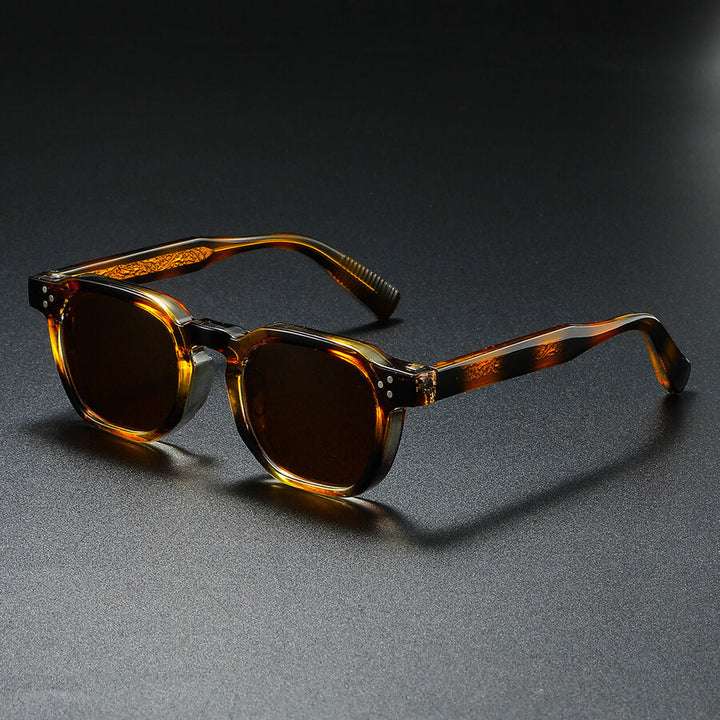 Silano | Retro Square Frame Acetate Sunglasses With Tortoise Temples