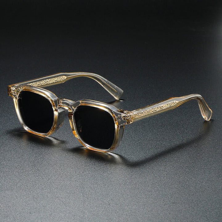 Silano | Retro Square Frame Acetate Sunglasses With Tortoise Temples