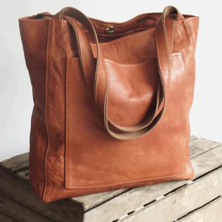 Juliet | Elegant Brown Leather Tote Bag With Spacious Interior