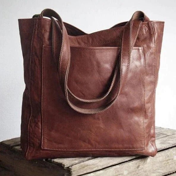 Juliet | Elegant Brown Leather Tote Bag With Spacious Interior
