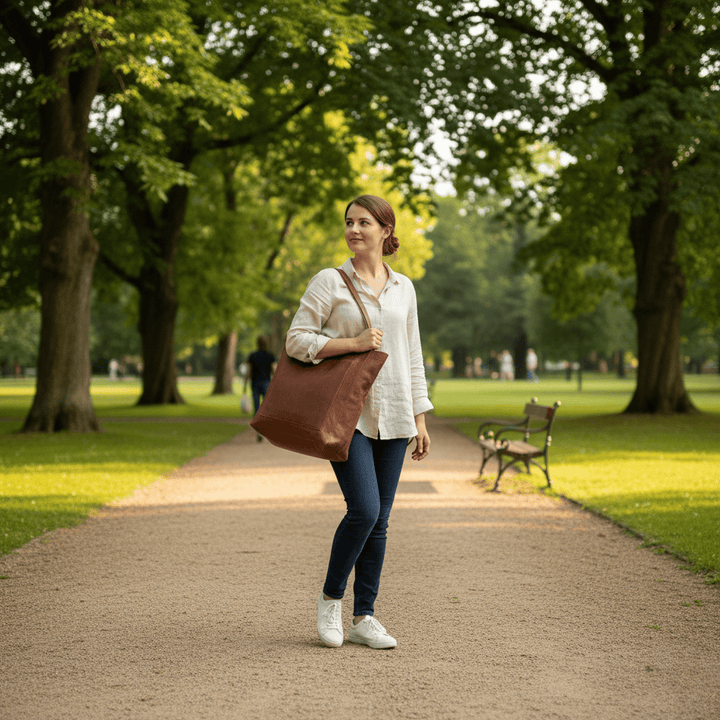 Juliet | Elegant Brown Leather Tote Bag With Spacious Interior