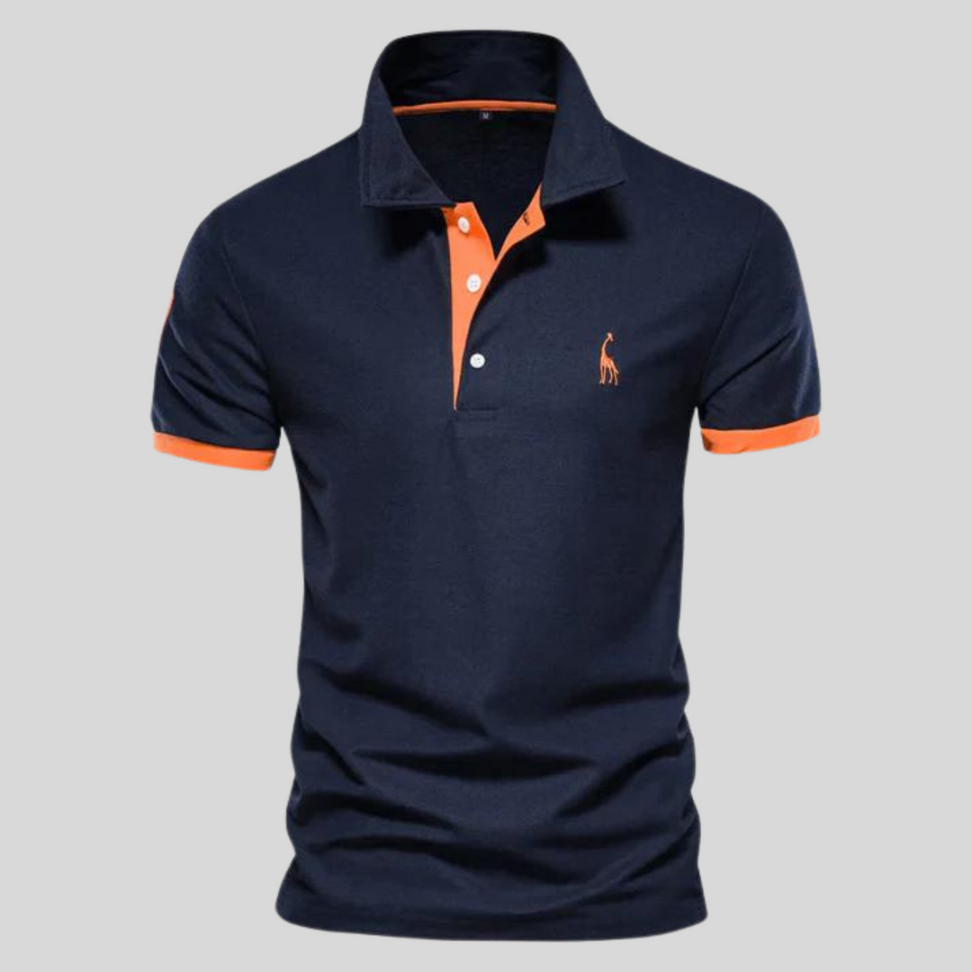 Felix | Stylish Navy Blue Contrast Polo With Orange Trim