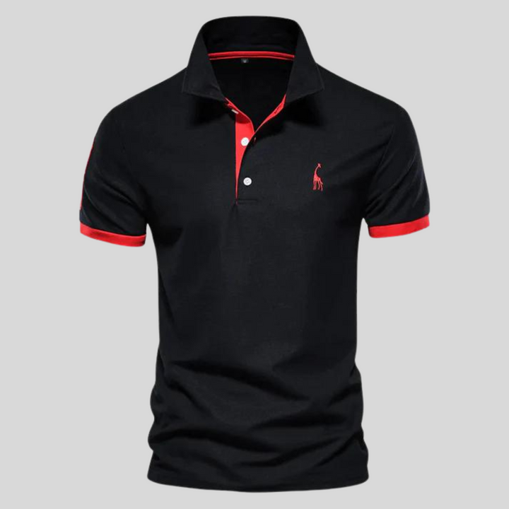 Waylen | Elegant Navy Polo Shirt With Orange Contrast Trim