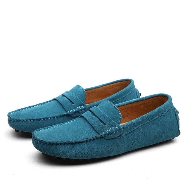 Marcus | Elegant Navy Suede Slip-On Loafers Men