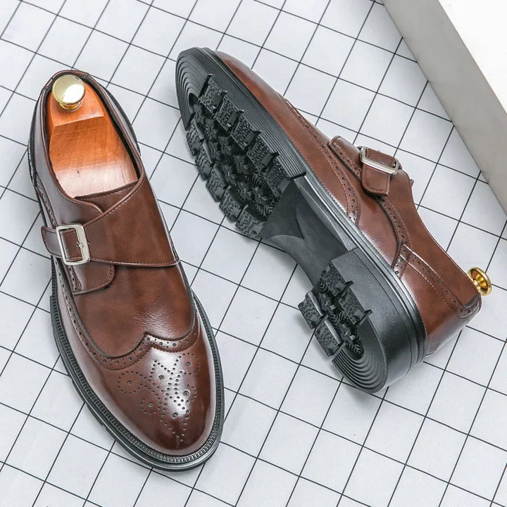 Eliana | Stylish Brown Leather Monk Strap Dress Shoes
