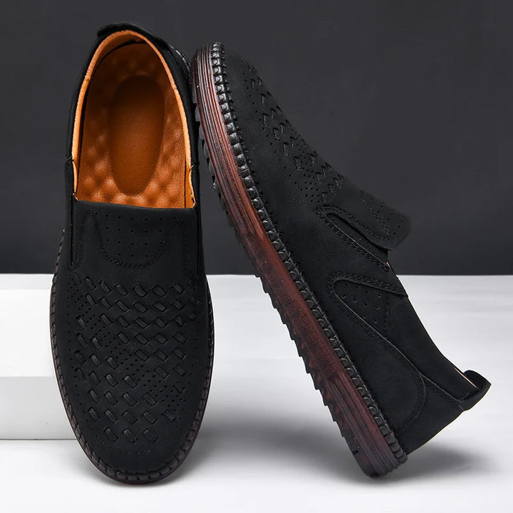 Elyse | Stylish Perforated Leather Slip-On Loafers For Men