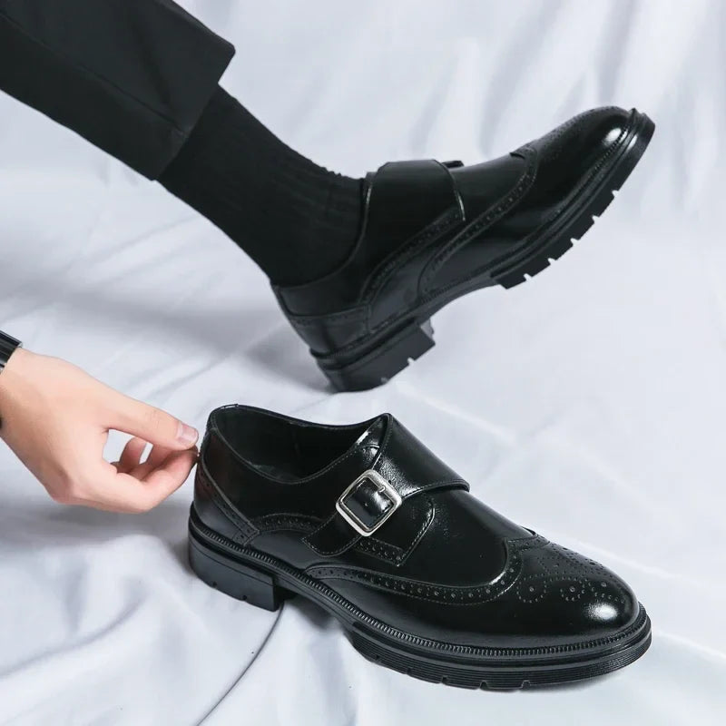 Sterling | Elegant Brown Leather Monk Strap Dress Shoes
