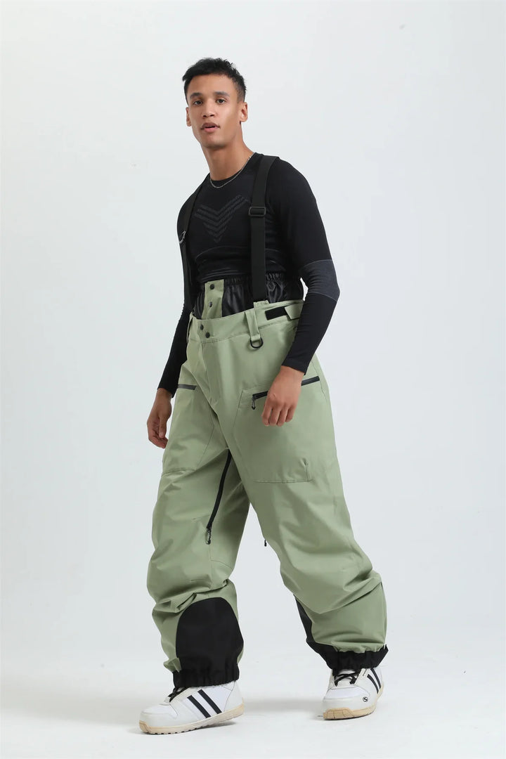 Phoebe | Stylish Unisex Beige Ski Bib Pants With Suspenders