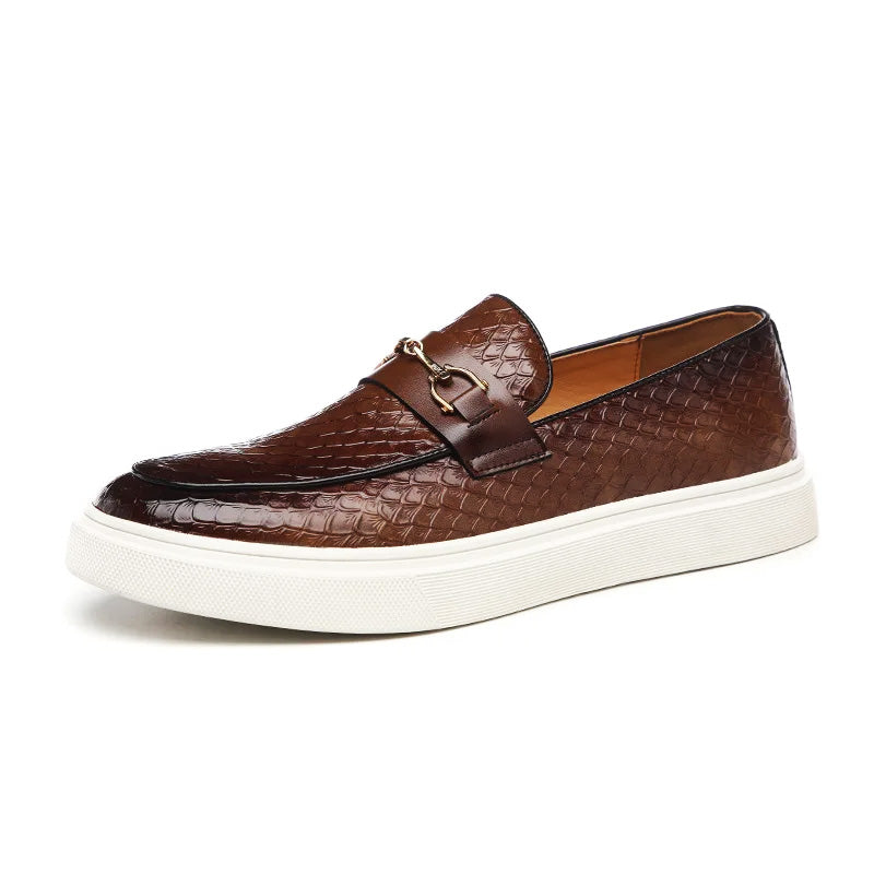 Elyse | Stylish Brown Woven Horsebit Loafers For Men