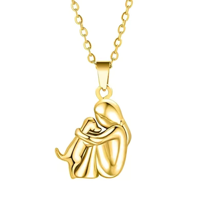 Phoebe | Stylish Dog Embrace Two-Tone Pendant Necklace