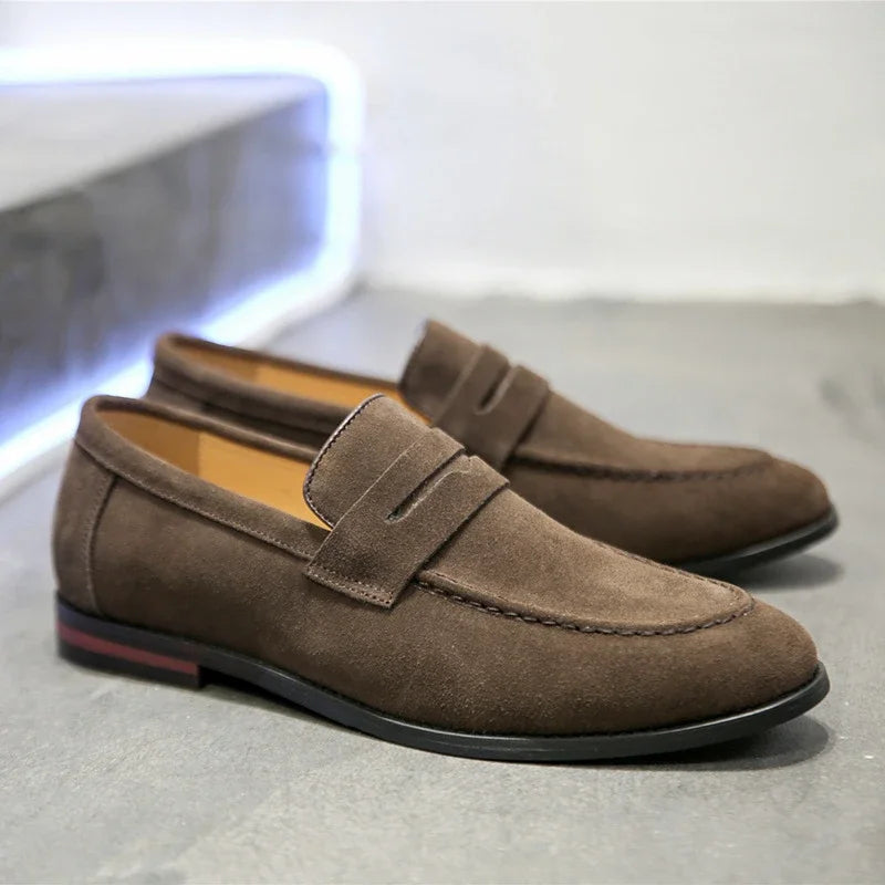 Montgomery | Elegant Green Suede Penny Loafers Men