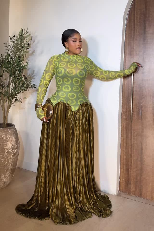 Paloma | Elegant Pleated Maxi Dress With Long Sleeves