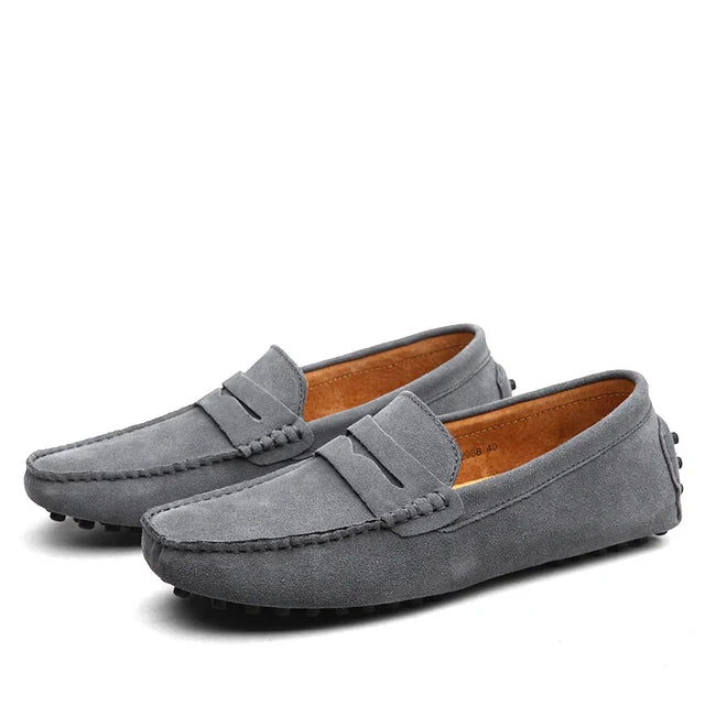 Marcus | Elegant Navy Suede Slip-On Loafers Men