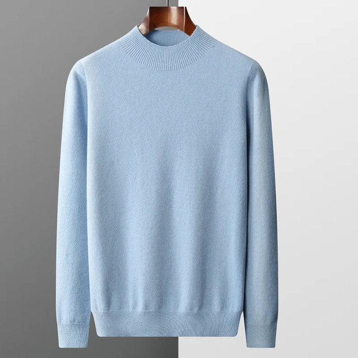 Men's Premium Mock Neck Merino Wool Pullover Sweater