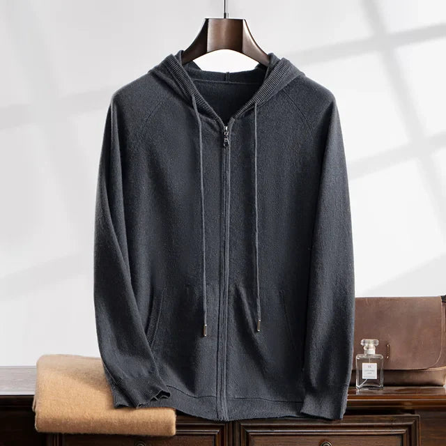 Cordelia | Chic Cashmere Zip-Up Hooded Cardigan