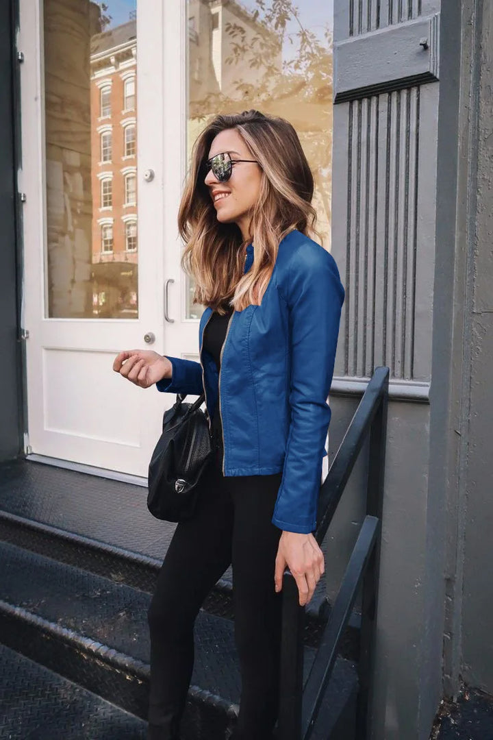 Cordelia | Sleek Zip-Front Leather Jacket Women