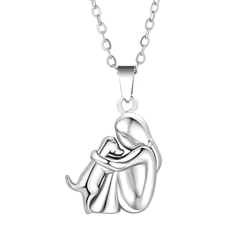 Phoebe | Stylish Dog Embrace Two-Tone Pendant Necklace