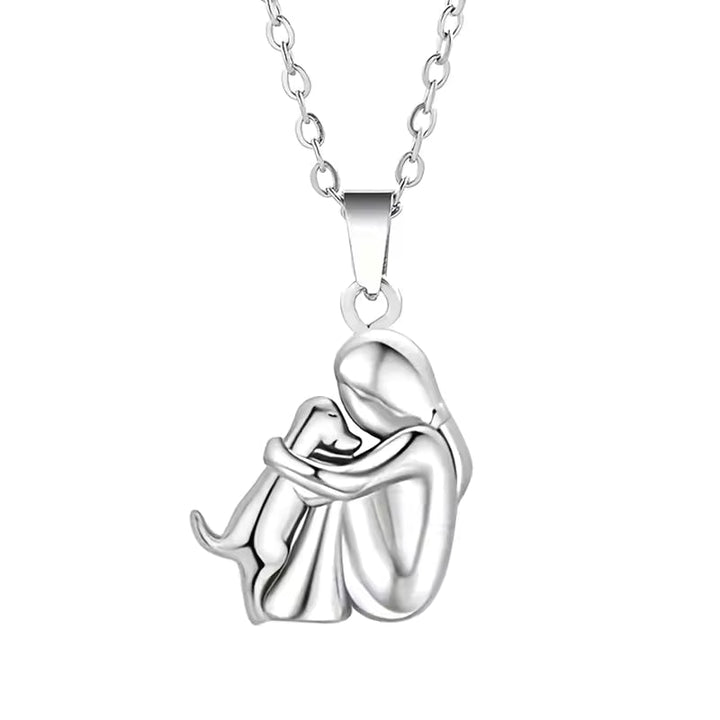 Phoebe | Stylish Dog Embrace Two-Tone Pendant Necklace