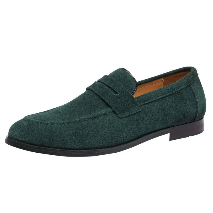 Montgomery | Elegant Green Suede Penny Loafers Men