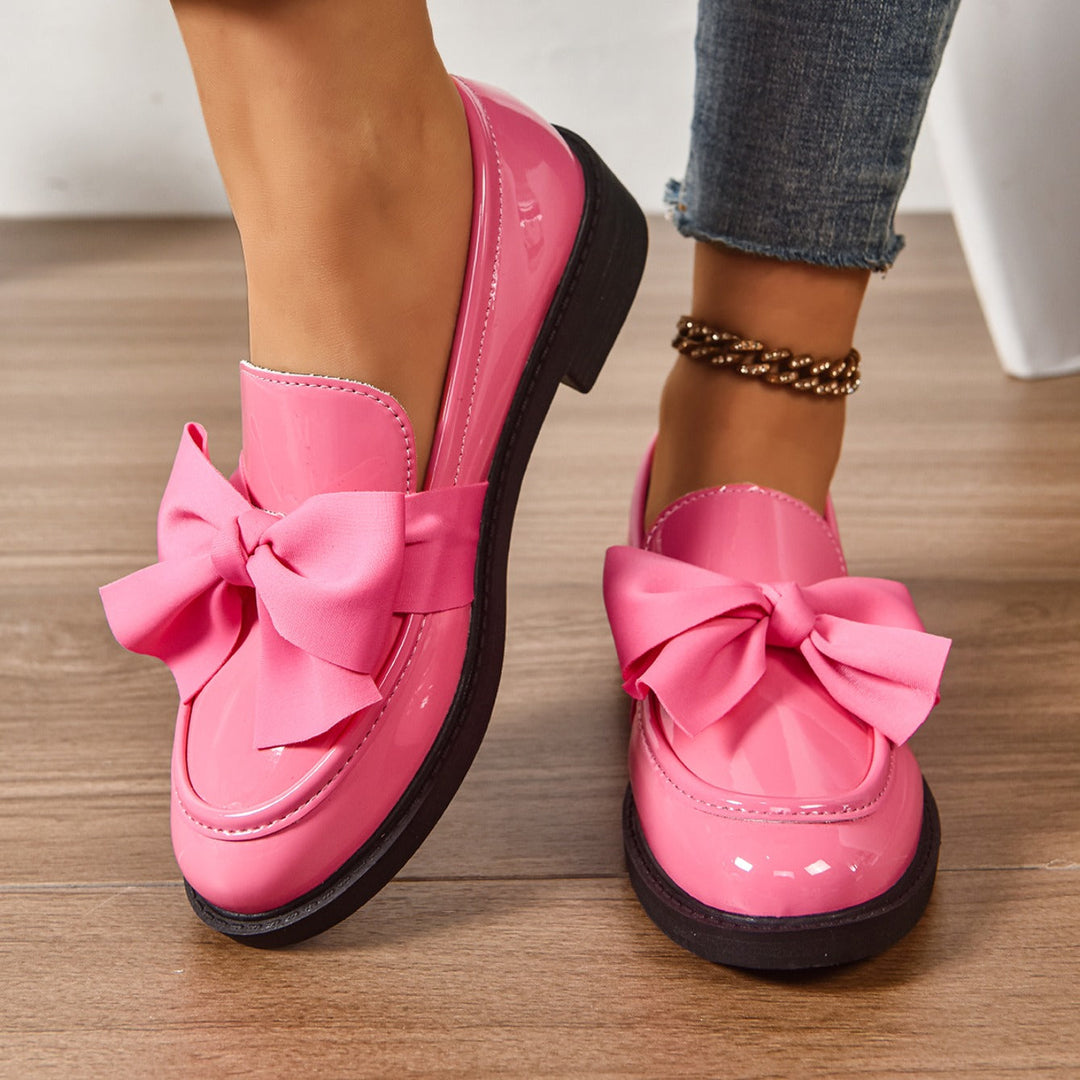 Harlow | Elegant Patent Leather Bow Loafers With Platform Sole