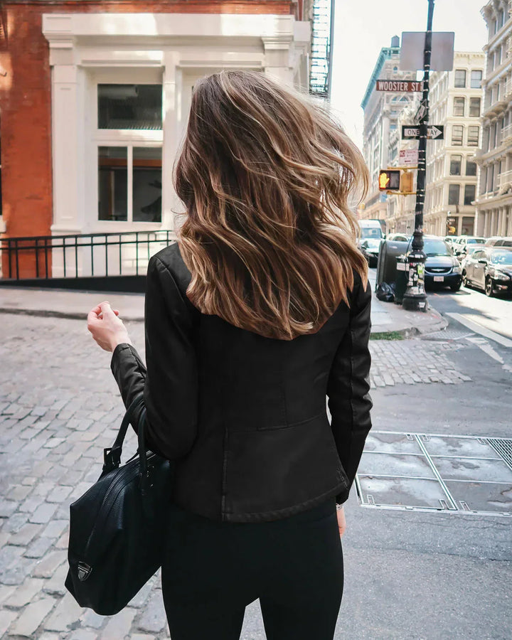 Cordelia | Sleek Zip-Front Leather Jacket Women
