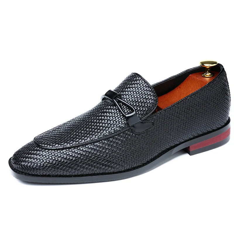 Naomi | Elegant Woven Leather Oxford Loafers For Men