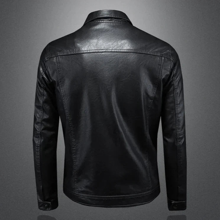 Margot | Sleek Button-Up Leather Jacket With Chest Pockets
