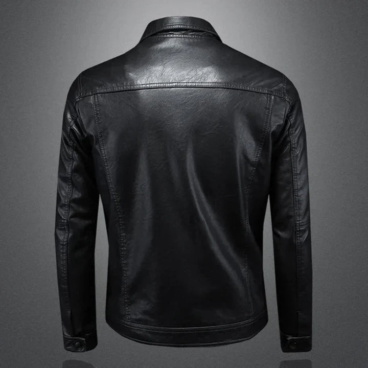 Margot | Sleek Button-Up Leather Jacket With Chest Pockets
