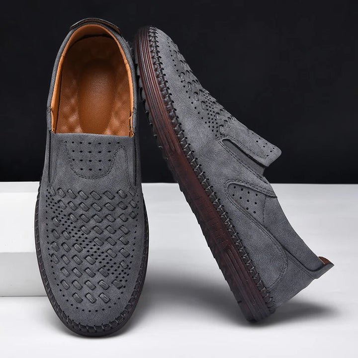Elyse | Stylish Perforated Leather Slip-On Loafers For Men