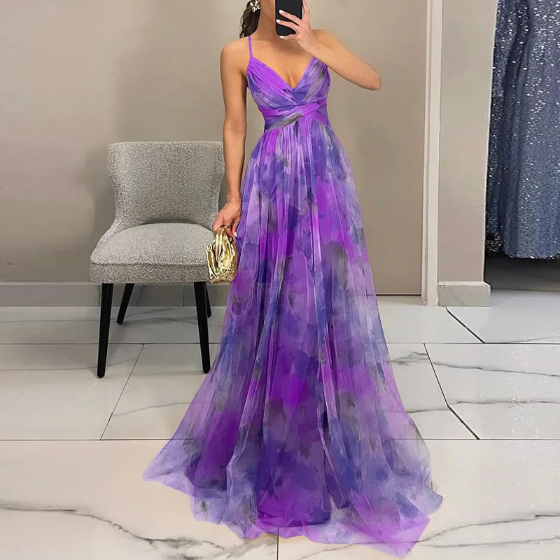 Westlake | Elegant V-Neck Floral Print Maxi Dress