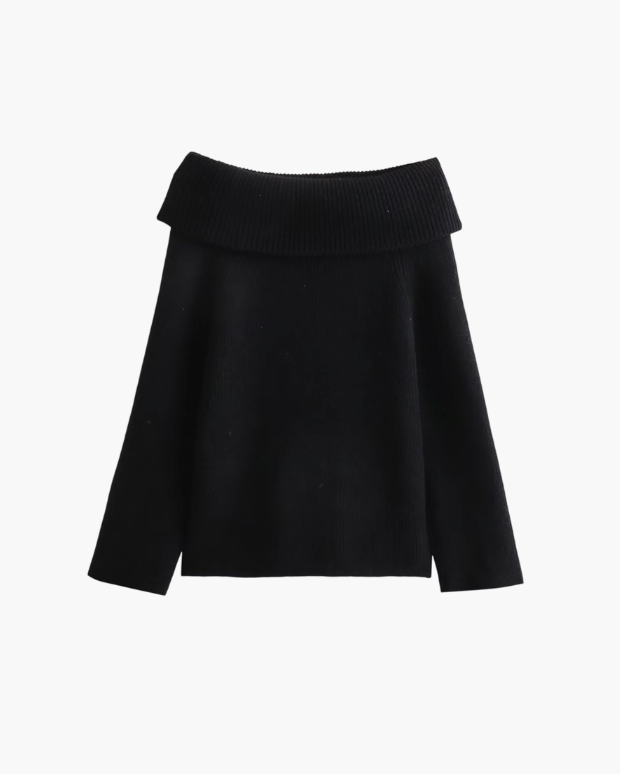 Sophia | Elegant Off Shoulder Black Knit Jumper Women