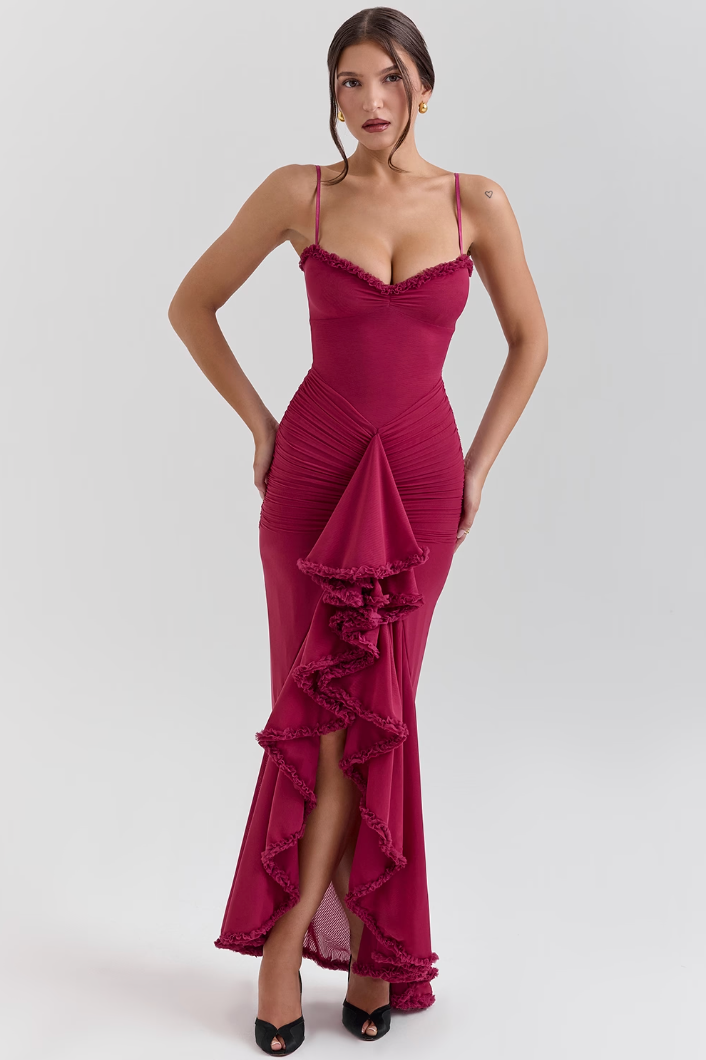 Willow | Romantic Ruffle Maxi Dress With Spaghetti Straps