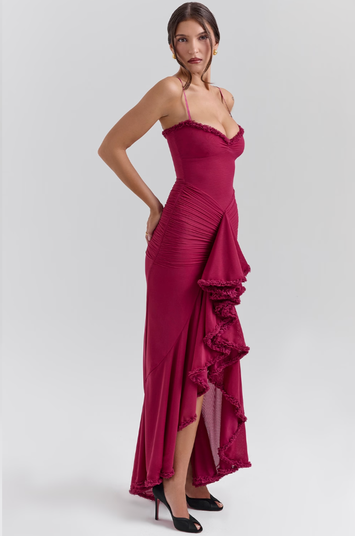 Willow | Romantic Ruffle Maxi Dress With Spaghetti Straps